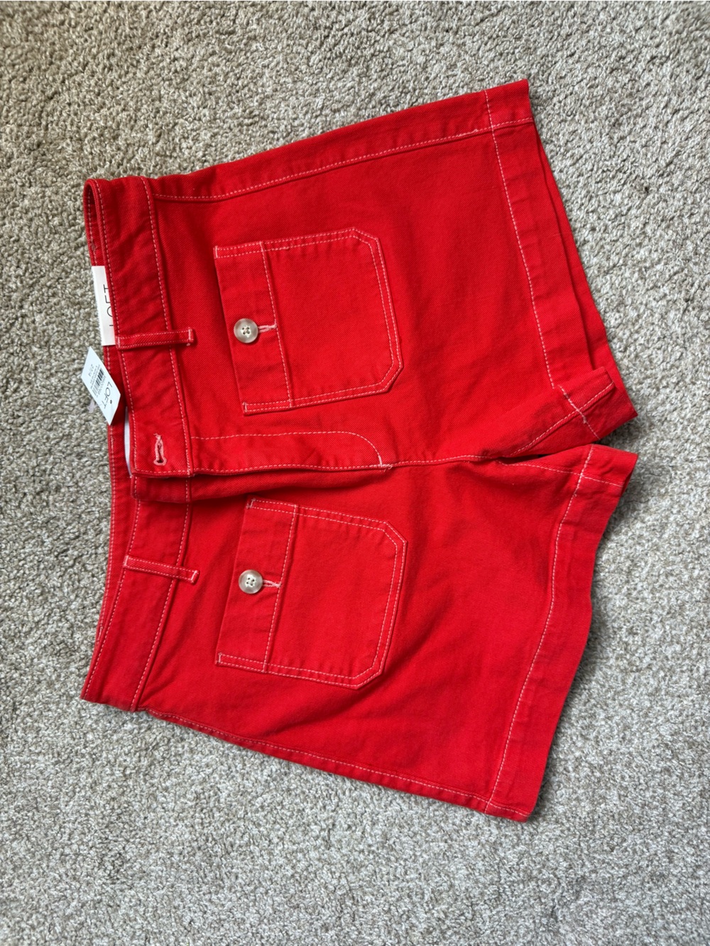 LOFT Red High-Rise Pocket Shorts